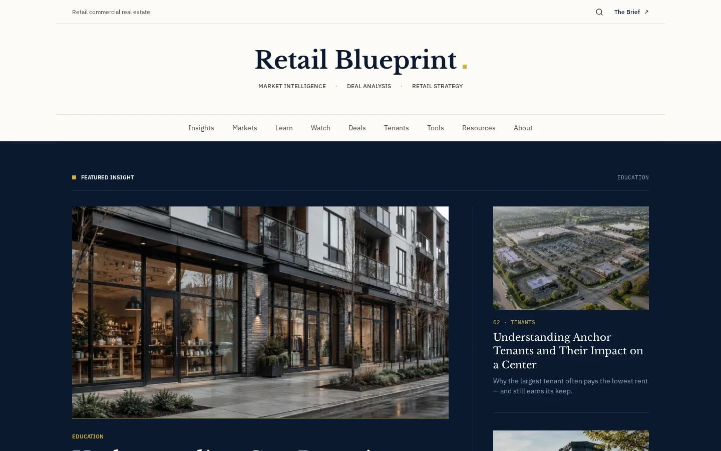 Retail Blueprint website homepage shown in a desktop browser