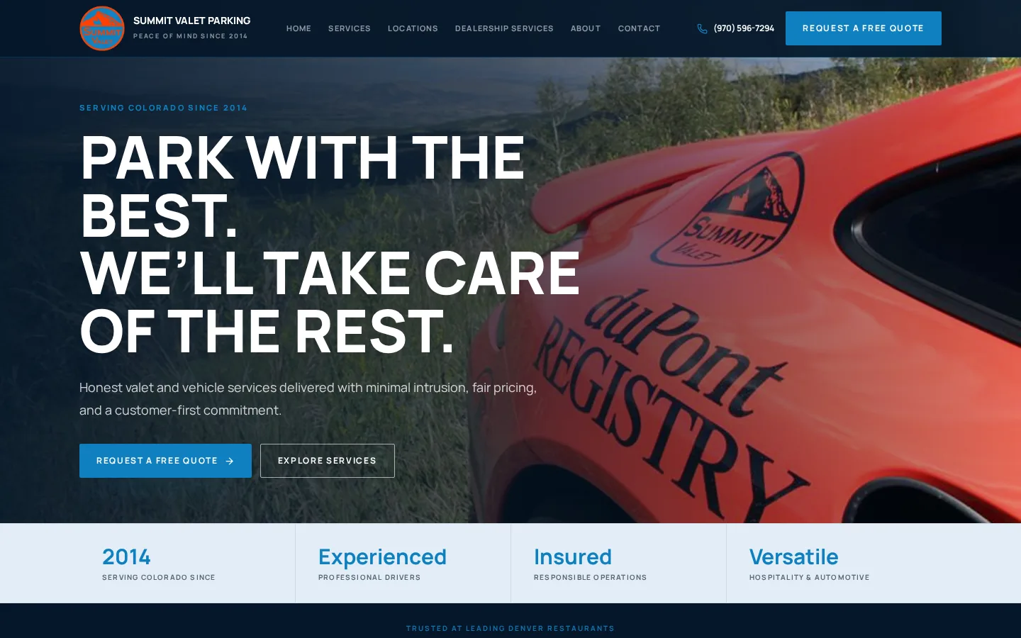 Summit Valet Parking website homepage