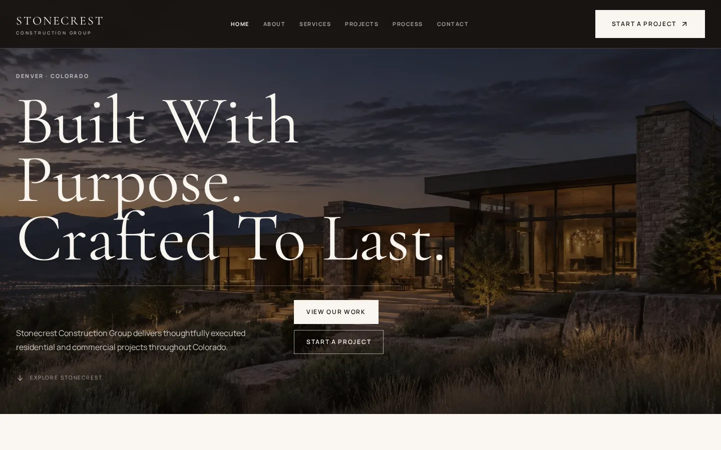Stonecrest Construction website homepage