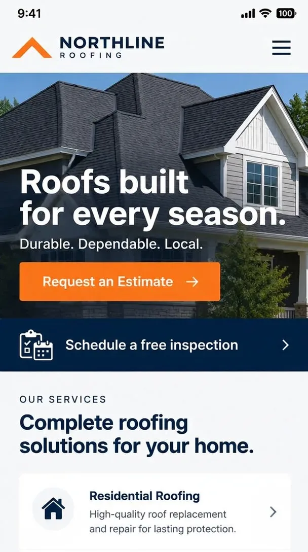 Illustrative branded cover for Northline Roofing & Exteriors, a fictional Cairnwell concept build (illustrative concept cover, not a screenshot of a live site)